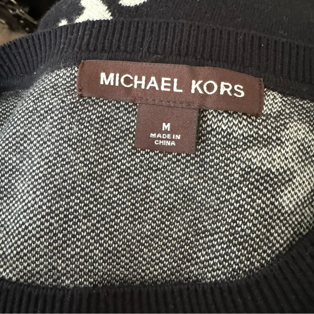 Michael Kors Men's Cotton Crewneck Black & White Sweater Size Medium
